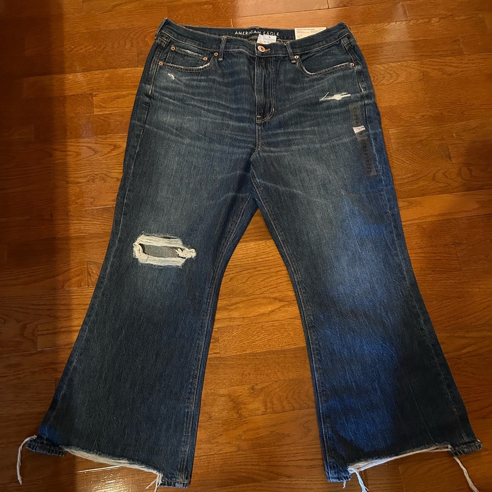 American Eagle Outfitters Distressed 90s Flare Jeans, Size 16 Short, NWT